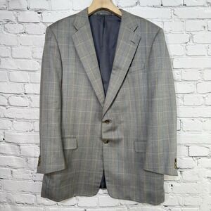 VTG HICKEY FREEMAN Mens‎ Sport Coat Blazer Jacket Size 44L Morgan Check Wool USA